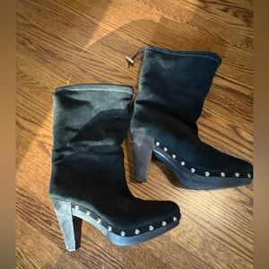 Michael Kors Black Suede Studded Heeled Boots